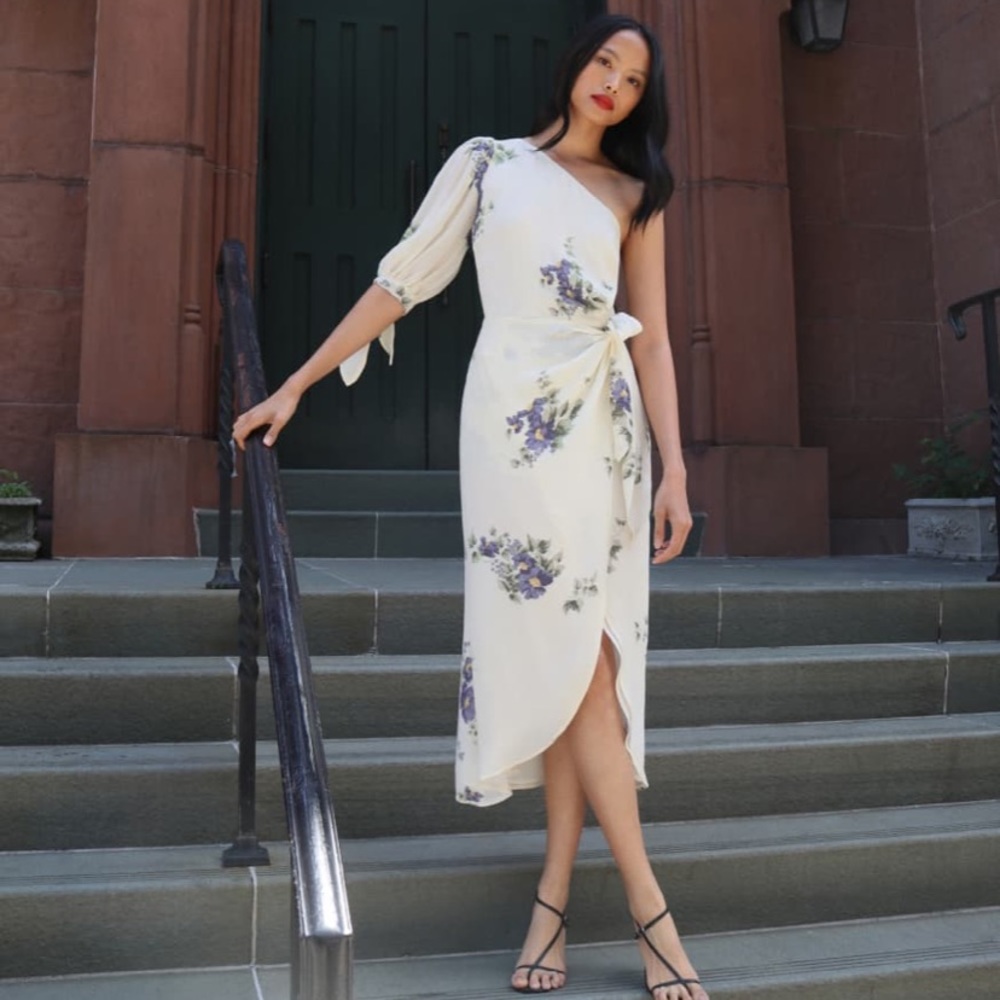Réformation Floral One Shoulder Dress